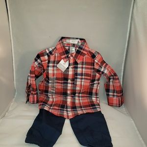 Carter's Boys Two Piece Red Plaid Playwear Set-12M
